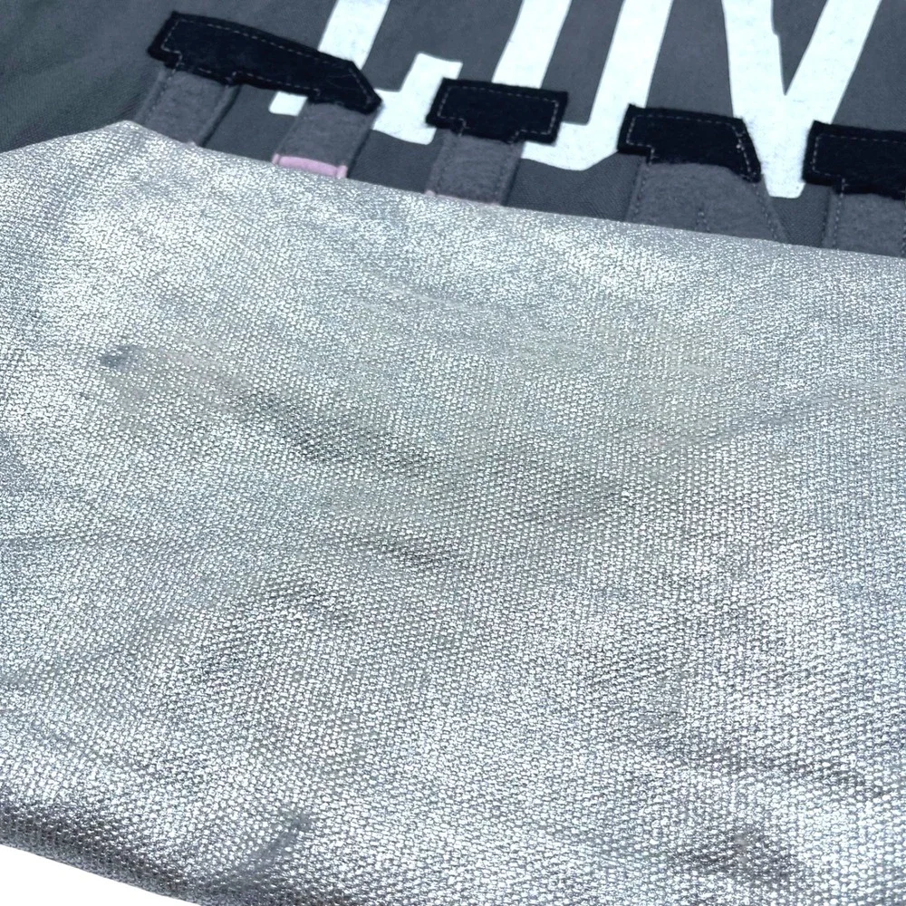 PINK Victoria's Secret Logo Tote Gray Patch Letters Y2K Style Book‎ Bag/Travel